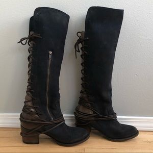 Freebird / Navy Blue & Brown Riding Boot Sz 9